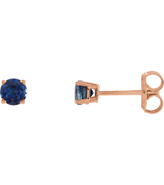 1874 14K Rose Set Round Natural Blue Sapphire Pair 4 Mm Friction Friction Backs Included 4-Prong Polished Natural Blue Sapphire Stud Earrings