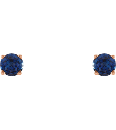 1874 14K Rose Set Round Natural Blue Sapphire Pair 4 Mm Friction Friction Backs Included 4-Prong Polished Natural Blue Sapphire Stud Earrings