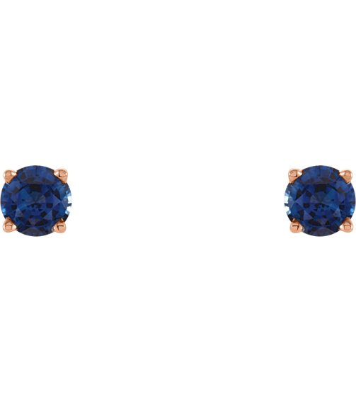 1874 14K Rose Set Round Natural Blue Sapphire Pair 4 Mm Friction Friction Backs Included 4-Prong Polished Natural Blue Sapphire Stud Earrings