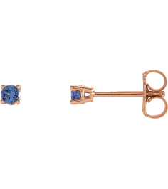 1874 14K Rose Set Round Natural Tanzanite Pair 2.5 Mm Friction Friction Backs Included 4-Prong Polished Natural Tanzanite Stud Earrings