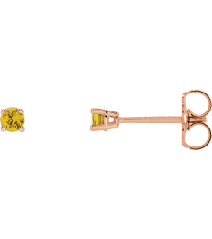 1874 14K Rose Set Round Natural Yellow Sapphire Pair 2.5 Mm Friction Friction Backs Included 4-Prong Polished Natural Yellow Sapphire Stud Earrings