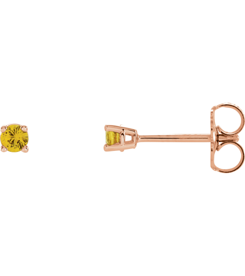 1874 14K Rose Set Round Natural Yellow Sapphire Pair 2.5 Mm Friction Friction Backs Included 4-Prong Polished Natural Yellow Sapphire Stud Earrings