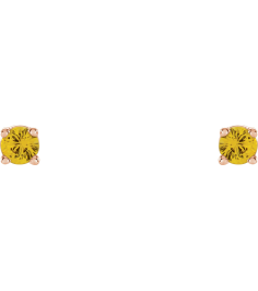 1874 14K Rose Set Round Natural Yellow Sapphire Pair 2.5 Mm Friction Friction Backs Included 4-Prong Polished Natural Yellow Sapphire Stud Earrings
