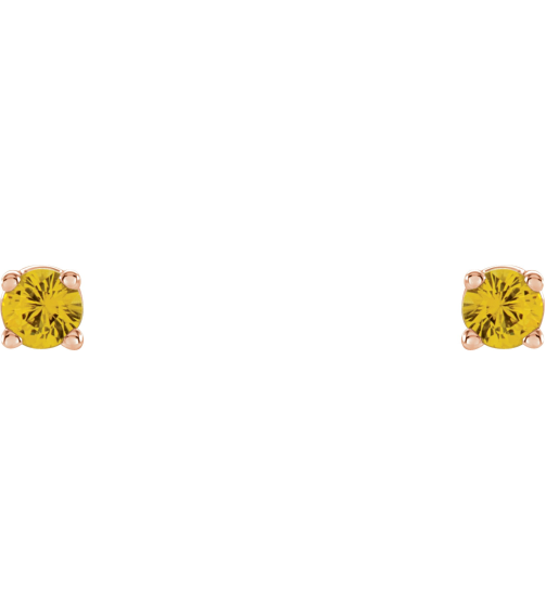 1874 14K Rose Set Round Natural Yellow Sapphire Pair 2.5 Mm Friction Friction Backs Included 4-Prong Polished Natural Yellow Sapphire Stud Earrings