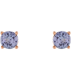 1874 14K Rose Set Round Natural Tanzanite Pair 4 Mm Friction Friction Backs Included 4-Prong Polished Natural Tanzanite Stud Earrings