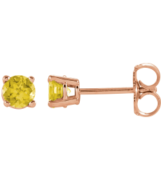 1874 14K Rose Set Round Natural Yellow Sapphire Pair 4 Mm Friction Friction Backs Included 4-Prong Polished Natural Yellow Sapphire Stud Earrings