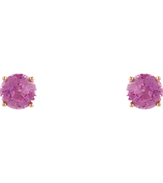 1874 14K Rose Set Round Natural Pink Sapphire Pair 5 Mm Friction Friction Backs Included 4-Prong Polished Natural Pink Sapphire Stud Earrings