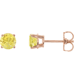 1874 14K Rose Set Round Natural Yellow Sapphire Pair 5 Mm Friction Friction Backs Included 4-Prong Polished Natural Yellow Sapphire Stud Earrings