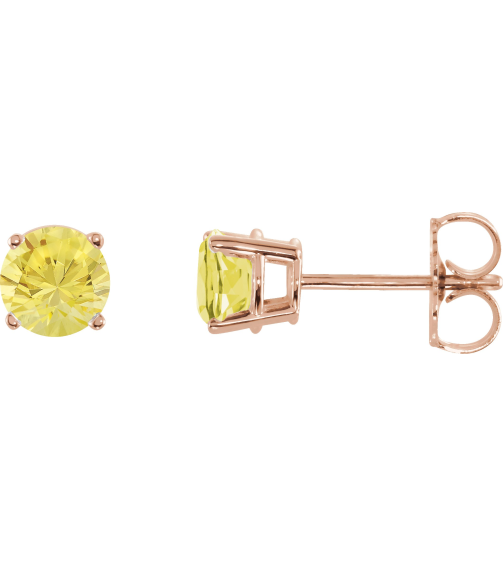1874 14K Rose Set Round Natural Yellow Sapphire Pair 5 Mm Friction Friction Backs Included 4-Prong Polished Natural Yellow Sapphire Stud Earrings