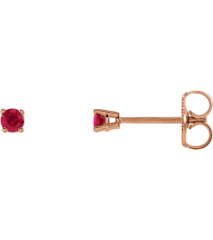 1874 14K Rose Set Round Natural Ruby Pair 2.5 Mm Friction Friction Backs Included 4-Prong Polished Natural Ruby Stud Earrings