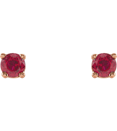 1874 14K Rose Set Round Natural Ruby Pair 2.5 Mm Friction Friction Backs Included 4-Prong Polished Natural Ruby Stud Earrings