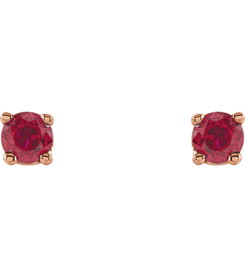 1874 14K Rose Set Round Natural Ruby Pair 2.5 Mm Friction Friction Backs Included 4-Prong Polished Natural Ruby Stud Earrings