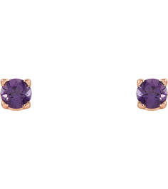 1874 14K Rose Set Round Natural Amethyst Pair 2.5 Mm Friction Friction Backs Included 4-Prong Polished Natural Amethyst Stud Earrings