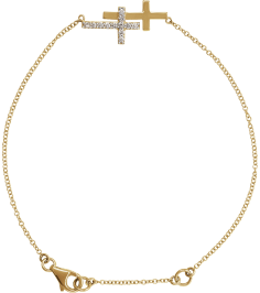 651345B Bracelet 14K Yellow Set Natural Diamond Round 1.5 Mm 21 X 11 Mm 7-8 In I3, Hij Polished 15 Ctw Natural Diamond Sideways Cross Bracelet