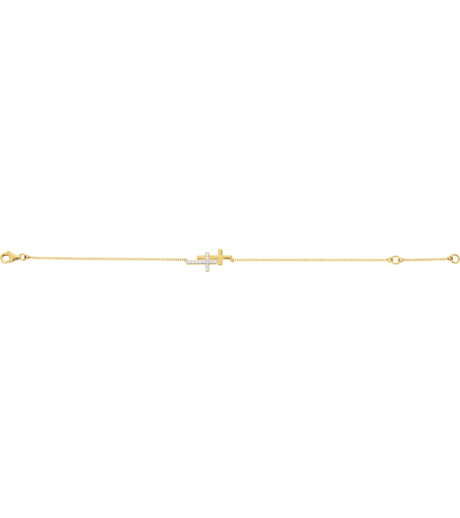 651345B Bracelet 14K Yellow Set Natural Diamond Round 1.5 Mm 21 X 11 Mm 7-8 In I3, Hij Polished 15 Ctw Natural Diamond Sideways Cross Bracelet