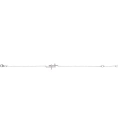 651345B Bracelet Sterling Silver Set Imitation White Cubic Zirconia Round 1.5 Mm 21 X 11 Mm 7-8 In Polished Imitation White Cubic Zirconia Double Sideways Cross Bracelet
