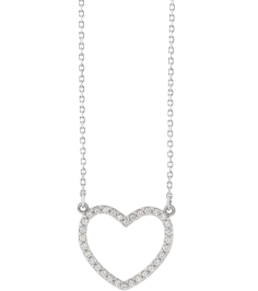 66415 Necklace Set 14K White 16.5 X 14.4 Mm 16 In Polished 15 Ctw Natural Diamond Heart Necklace