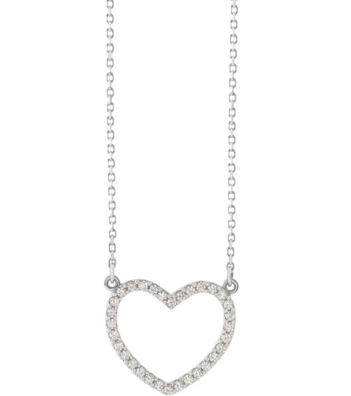 66415 Necklace Set 14K White 16.5 X 14.4 Mm 16 In Polished 15 Ctw Natural Diamond Heart Necklace