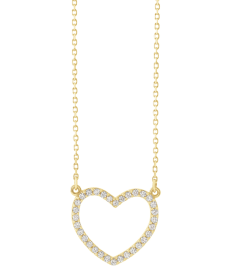 66415 Necklace Set 14K Yellow 16.5 X 14.4 Mm 16 In Polished 15 Ctw Natural Diamond Heart Necklace
