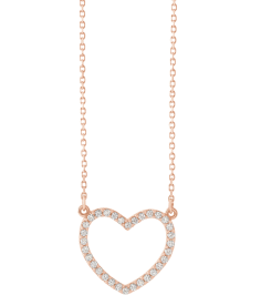 66415 Necklace Set 14K Rose 16.5 X 14.4 Mm 16 In Polished 15 Ctw Natural Diamond Heart Necklace