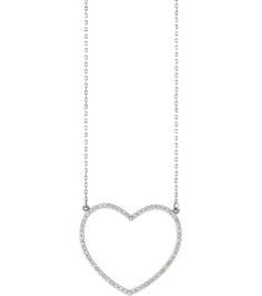 66415 Necklace Set 14K White 28.2 X 25 Mm 16 In Polished 38 Ctw Natural Diamond Heart Necklace