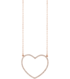 66415 Necklace Set 14K Rose 28.2 X 25 Mm 16 In Polished 38 Ctw Natural Diamond Heart Necklace