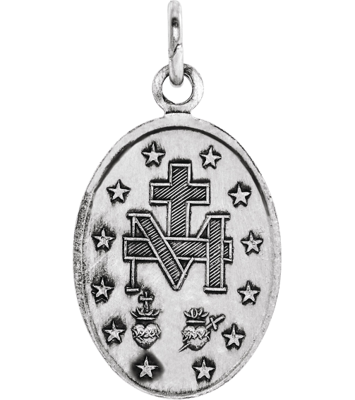 R5020 Pendant 14K White 15 X 11 Mm Polished Oval Miraculous Medal