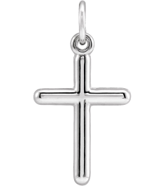 R41148 Pendant 14K White 16.8 X 9 Mm Polished Cross Pendant