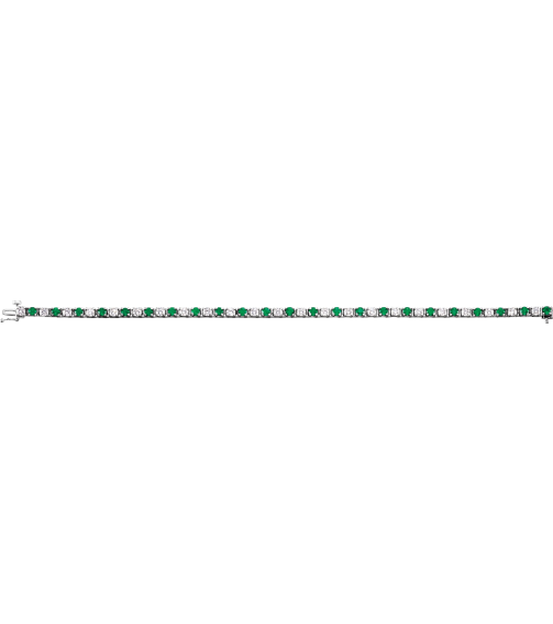 Brc12 Bracelet Set 14K White Round Natural Emerald Natural Diamond 3Mm 2 13 Ctw I1, G-H 7 In Polished Line Bracelet