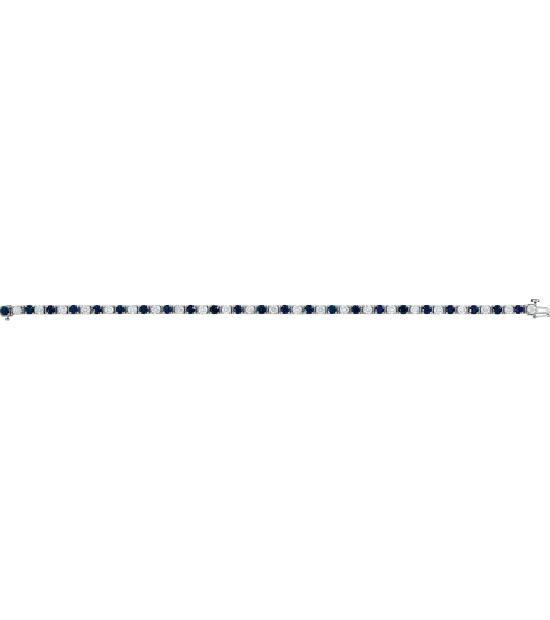 Brc12 Bracelet Set 14K White Round Natural Blue Sapphire Natural Diamond 3Mm 2 13 Ctw I1, G-H 7 In Polished Line Bracelet