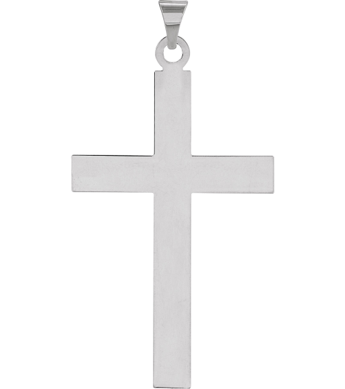 R4030 Pendant 14K White 39 X 25 Mm Polished Cross Pendant