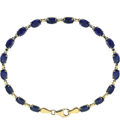 651539 Bracelet Set 14K Yellow Oval Lab-Grown Blue Sapphire 6 X 4 Mm 7 14 In Polished Lab-Grown Blue Sapphire Bracelet