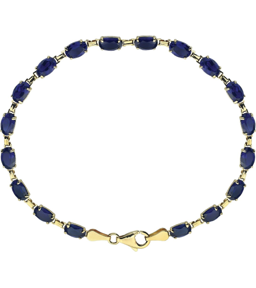 651539 Bracelet Set 14K Yellow Oval Lab-Grown Blue Sapphire 6 X 4 Mm 7 14 In Polished Lab-Grown Blue Sapphire Bracelet