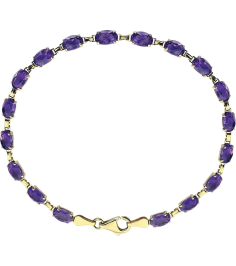 651539 Bracelet Set 14K Yellow Oval Natural Amethyst 6 X 4 Mm 7 14 In Polished Natural Amethyst 7.25 Inch Bracelet