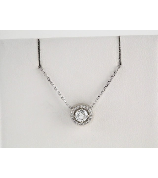 85916 Necklace Set 14K White Round Natural Diamond 3.9Mm 14 Ctw Natural Diamond I1, G-H 16 In Polished 14 Ctw Natural Diamond Necklace