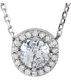 85916 Necklace Set 14K White Round Natural Diamond 4.3Mm 13 Ctw Natural Diamond I1, G-H 16 In Polished 13 Ctw Natural Diamond Necklace
