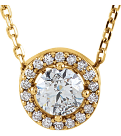 85916 Necklace Set 14K Yellow Round Natural Diamond 4.3Mm 13 Ctw Natural Diamond I1, G-H 16 In Polished 13 Ctw Natural Diamond Necklace