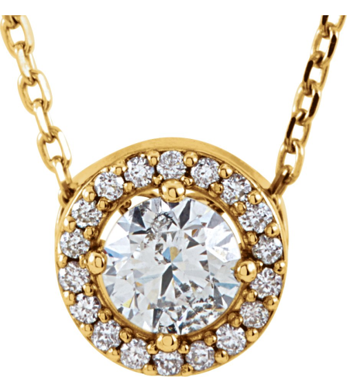 85916 Necklace Set 14K Yellow Round Natural Diamond 4.3Mm 13 Ctw Natural Diamond I1, G-H 16 In Polished 13 Ctw Natural Diamond Necklace