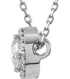 85916 Necklace Set 14K White Round Natural Diamond 4.9Mm 12 Ctw Natural Diamond I1, G-H 16 In Polished 12 Ctw Natural Diamond Necklace