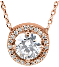85916 Necklace Set 14K Rose Round Natural Diamond 4.9Mm 12 Ctw Natural Diamond I1, G-H 16 In Polished 12 Ctw Natural Diamond Necklace