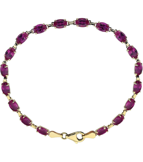651539 Bracelet Set 14K Yellow Oval Lab-Grown Ruby 6 X 4 Mm 7 14 In Polished Lab-Grown Ruby Bracelet
