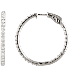650183 Earring Set Platinum 34.5 Mm 2.5 Mm Natural Diamond Round 2.4Mm 3 Ctw I1, H+ Pair Hinged Polished 3 Ctw Natural Diamond Inside-Outside Hinged Hoop Earrings