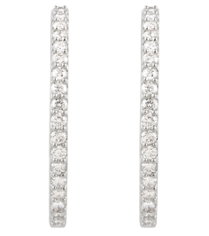 650183 Earring Set Platinum 34.5 Mm 2.5 Mm Natural Diamond Round 2.4Mm 3 Ctw I1, H+ Pair Hinged Polished 3 Ctw Natural Diamond Inside-Outside Hinged Hoop Earrings