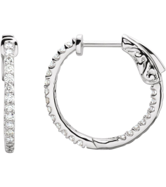 650183 Earring Set Platinum 19 Mm 1.5 Mm Natural Diamond Round 1.4Mm 12 Ctw I1, H+ Pair Hinged Polished 12 Ctw Natural Diamond Inside-Outside Hinged Hoop Earrings