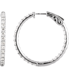 650183 Earring Set Platinum 29.5 Mm 2.3 Mm Natural Diamond Round 2.1Mm 2 Ctw I1, H+ Pair Hinged Polished 2 Ctw Natural Diamond Inside-Outside Hinged Hoop Earrings