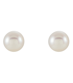 1608 Earring Set Cultured White Freshwater Pearl Pearl 7.0-7.5 Mm 14K Yellow Pair Friction Backs Included Polished Cultured White Freshwater Pearl Earrings