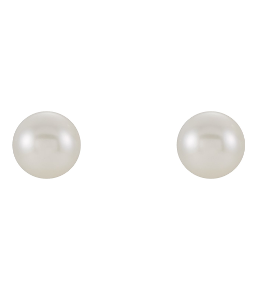 1608 Earring Set Cultured White Freshwater Pearl Pearl 5.0-5.5 Mm 14K White Pair Friction Backs Included Polished Cultured White Freshwater Pearl Earrings