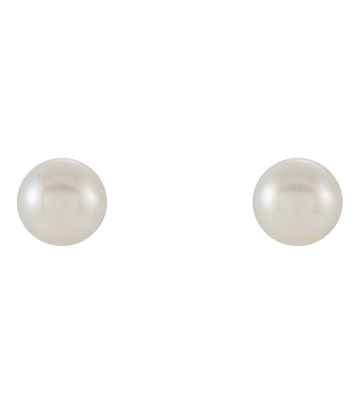 1608 Earring Set Cultured White Freshwater Pearl Pearl 5.0-5.5 Mm 14K Yellow Pair Friction Backs Included Polished Cultured White Freshwater Pearl Earrings