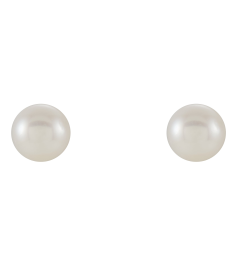 1608 Earring Set Cultured White Freshwater Pearl Pearl 6.0-6.5 Mm 14K Yellow Pair Friction Backs Included Polished Cultured White Freshwater Pearl Earrings
