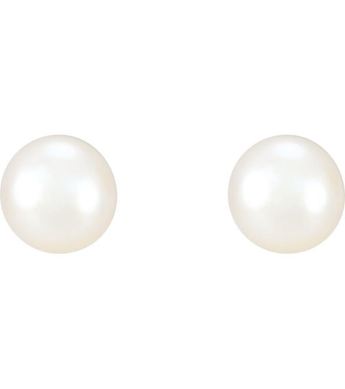 1608 Earring Set Cultured White Freshwater Pearl Pearl 7.0-7.5 Mm 14K White Pair Friction Backs Included Polished Cultured White Freshwater Pearl Earrings